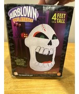 2006 Gemmy 4ft Skeleton Skull Airblown Inflatable Blowup Spooky Hallowee... - $33.78 CAD