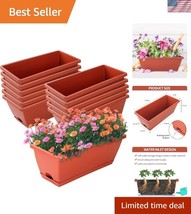 Durable 17-Inch Rectangular Window Box Planters with Drainage Trays - 12... - $43.50