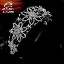 Vintage Crystal Headband Bridal Flower Crown Zircon Ornaments Wedding Tiaras Par - £96.26 GBP