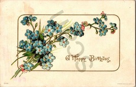 Early 1900s A Happy Birthday Embossed Postcard With Blue Flowers PM 1910 - £18.03 GBP