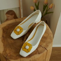 genuine leather sweet flowers thick heels wedding women shoes brand high heels o - £81.51 GBP
