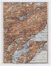 1911 Antique Map Of Vicinity Of YVERDON-LES-BAINS Fleurier Grandson Switzerland - £17.19 GBP