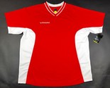 Neu Diadora T-Shirt Trikot Jugendliche Jungen L Rot Weiß V Hals Gestreif... - $14.00