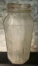 Vintage SUPER RARE Square Edge Octagonal Glass Quart Jar With Chip - $12.10