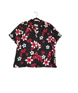 Caribbean Joe Mens XL Hawaiian Shirt Button Up Floral Black Luau Vacatio... - $12.36