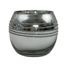 Silver Mirror Votive Candle Holder Round Metal Globe Snow Ball Shape Emb... - £16.74 GBP