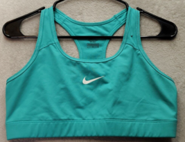 Nike Sports Bra Women Large Teal Dri Fit Stretch Polyester Wide Strap Ro... - $18.46