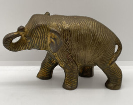 Solid Brass Elephant Statue Figurine Raised Trunk 4.5” Long x 3” Tall Vtg Spain - £14.70 GBP