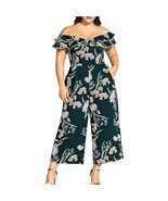 City Chic Women Plus M 18 Fresh Fields Floral Off The Shoulder Jumpsuit ... - $83.29