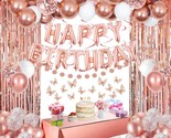 Rose Gold Happy Birthday Party Decorations For Women Girls, Happy Birthd... - £22.04 GBP