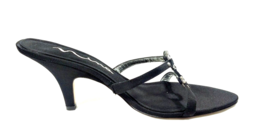Women SIZE 10 High Heels Black Sandal Slides NINA Eveningwear Vintage In... - £29.77 GBP