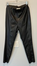 H&amp;M Womens size 10 Pants Black Faux Leather Pull-on Skinny Ankle Stretch Waist - £12.88 GBP