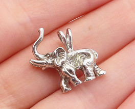 925 Sterling Silver - Vintage Petite Shiny Etched Elephant Pendant - PT3629 - £24.31 GBP