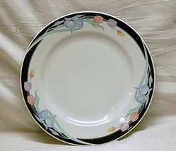 Classic Style Caravel by Excel 10-1/2&quot; Dinner Plate Floral w Black Border - £15.81 GBP