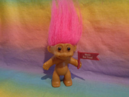 Vintage 90&#39;s Russ Troll Doll Hot Pink Hair Nude &quot;World&#39;s Best Friend&quot; Flag - HTF - £6.42 GBP