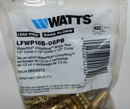 Watts 0653072 WaterPEX CrimpRing Brass Tee 1/2" X 1/2" By 1/2 Inch image 2