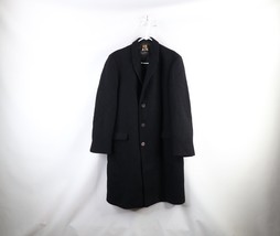 Vintage 60s 70s Rockabilly Mens 42R Heavyweight Wool Overcoat Jacket Black USA - £81.91 GBP