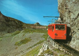 Vintage Unposted Postcard Switzerland Tram Mountains Chalet - £11.71 GBP