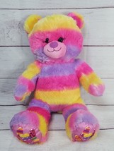 Build a Bear Rainbow Plush Teddy Eyelashes BAB 2019 Candy Feet 16&quot; BAB Stripe - £17.02 GBP