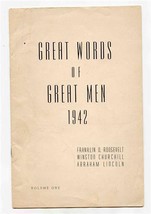 Great Words of Great Men 1942 Roosevelt Churchill Lincoln Vol 1 Gallo Wine  - £20.72 GBP