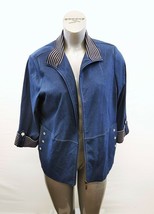 Allison Daley Women&#39;s Full Zip Jacket Size 14 Blue 3/4 Sleeve Polyester ... - $10.88