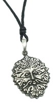 Green Man Neckace Pendentif Étain Man Of The Woods Herne Pan Cord Pagan Wiccan - £5.68 GBP