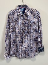 Robert Graham Shirt Mens M Bent Creek Colorful Striped Flip Cuff Purple ... - £23.54 GBP