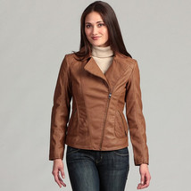 Brown Genuine Leather Jacket Women&#39;s Slim Fit Brando Fastening Zipper Ha... - $137.19