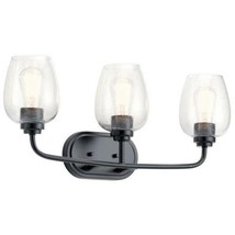 Kichler Valserrano 3-Light Black Vanity Light with Clear Seeded Glass Shade - £85.68 GBP