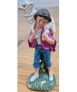 Vtg Nativity Handpainted 4.25&quot; Shepherd Boy Figurine W/Lamb Italy Part O... - $7.61