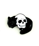 Black Cat Napping with Skull Enamel Pin Cute Catnap - £6.37 GBP