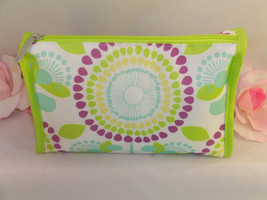 New Clinique Makeup Cosmetic Bag Case Purse Purple &amp; Green Floral  Travel Home - £8.43 GBP