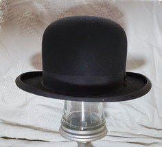 Vintage STETSON Medalist Black Felt Bowler Derby Hat - £175.73 GBP