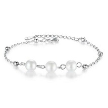 Sterling Silver 925 Women bracelet pearl W135 - £15.97 GBP