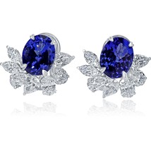 4.24CT Tanzanite GIA Certificato 2.13CT Laboratrio Grown Diamante Orecchini 14k - £2,962.92 GBP