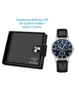 Inexpensive Birthday Gift Set (Leather Wallet + Watch), Unisex  - $1,123.15 MXN
