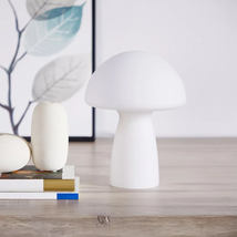 Urban Shop Novelty Glass Mushroom Lamp, Off-White Matte, 12&quot; H, Plug-In - £37.49 GBP