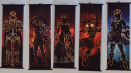5 Japanese Anime Art Print Wall Hanging Scroll Knight Warrior Princess King Lot - £116.10 GBP