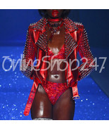 Discount Universe Woman Full Red Silver Spiked Studded Biker Leather Jacket - $355.59 CAD