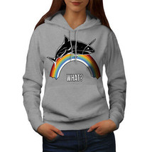 Wellcoda Shark Rainbow Cool Womens Hoodie, Fishing Casual Hooded Sweatshirt - £28.59 GBP