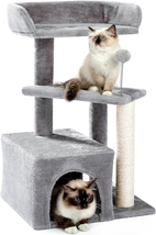 Made4Pets Cat Tree, Carpet Cat Tower Grey for Indoors Cats, Cute Wood Ki... - $58.06
