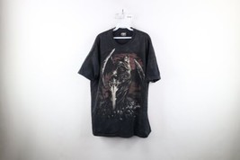 Vintage Y2K Streetwear Mens XL Faded Fantasy Grim Reaper Skull Angel T-Shirt - £36.98 GBP