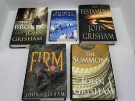 5 John Grisham Hardcover HCDJ Book Lot Skipping Christmas Broker Testame... - £11.45 GBP