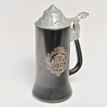 Vintage German VIP Beer Stein mug Black glass Pewter lid. Love of a maid... - $9.49