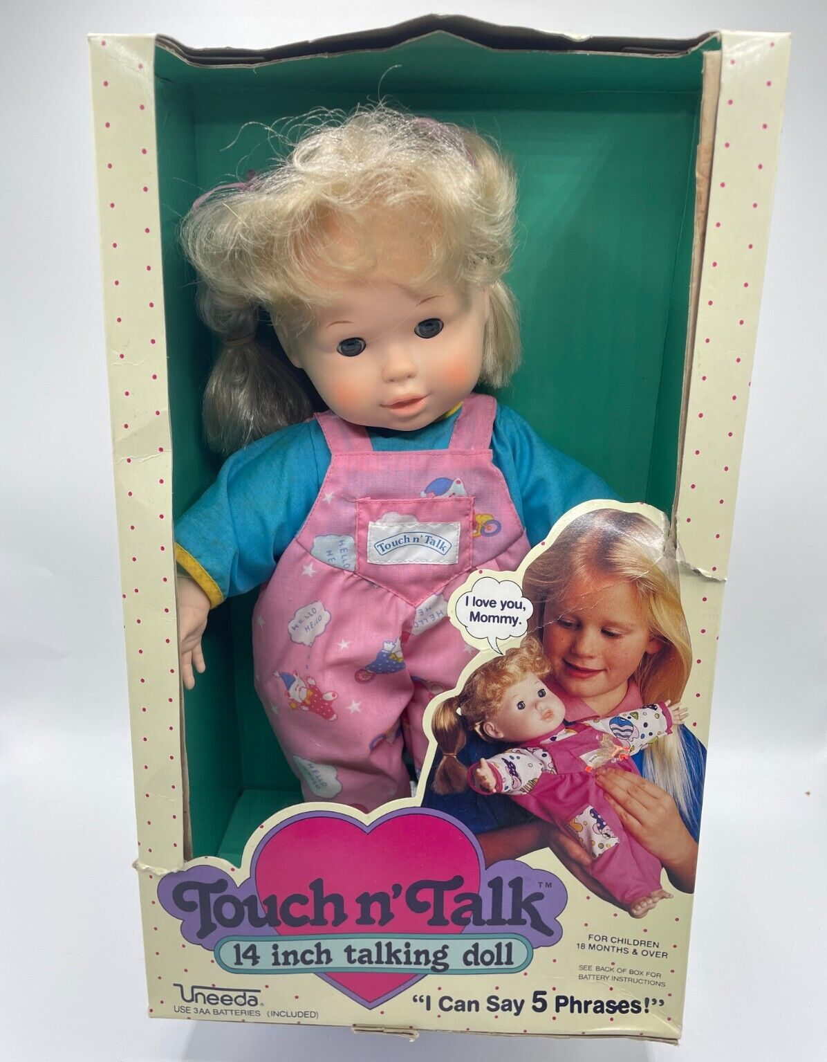 Vintage Uneeda Touch n' Talk 14" Baby Doll 1991 Close Eyes Girl Doll Blonde Hair - $18.99