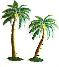 WorldBazzar Beautiful 37 Inch and 29 Inch Metal Set of 2 Palm Tree with Coconuts - £63.27 GBP