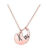 Sloth Necklace Rose Gold Tone Animal Jewelry 16 Inch Cable Chain Endangered - $22.99