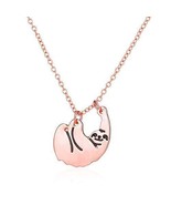 Sloth Necklace Rose Gold Tone Animal Jewelry 16 Inch Cable Chain Endangered - £17.98 GBP