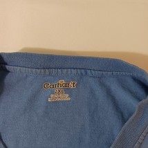 Carhartt K87 PCB Men's Blue Cotton Henley T-Shirt Short Sleeve Pocket Size 2XL image 3