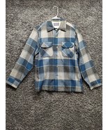 Vintage Pendleton Wool Flannel Shirt Men Small Blue Plaid Double Pocket ... - £44.48 GBP